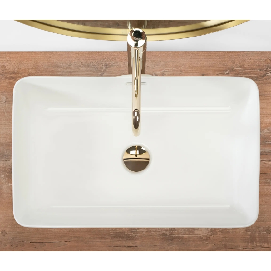 REA-U5055 - Umivaonik na ploču BERTA 35,5x56 cm keramika/sjajna bela