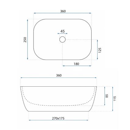 REA-U5667 - Umivaonik za ploču BELINDA MINI 25x36 cm keramika/sjajna bela