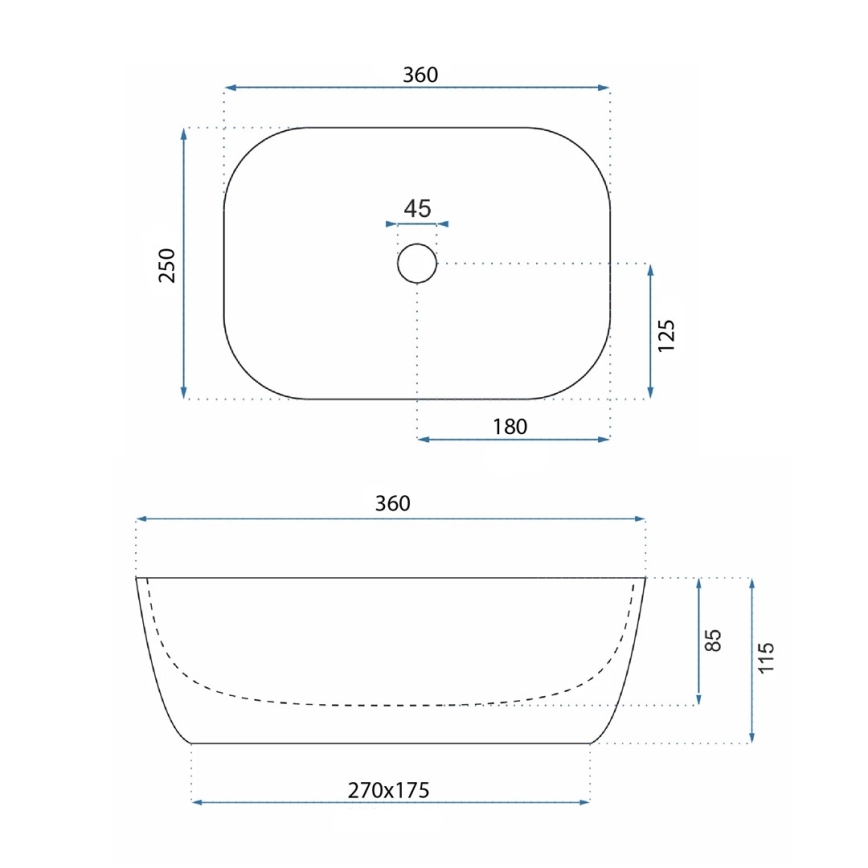 REA-U5667 - Umivaonik za ploču BELINDA MINI 25x36 cm keramika/sjajna bela