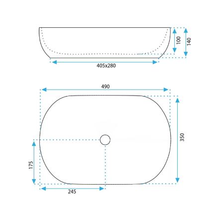 REA-U6380 - Umivaonik na ploču LISA 35x49 cm keramika/sjajno smeđa