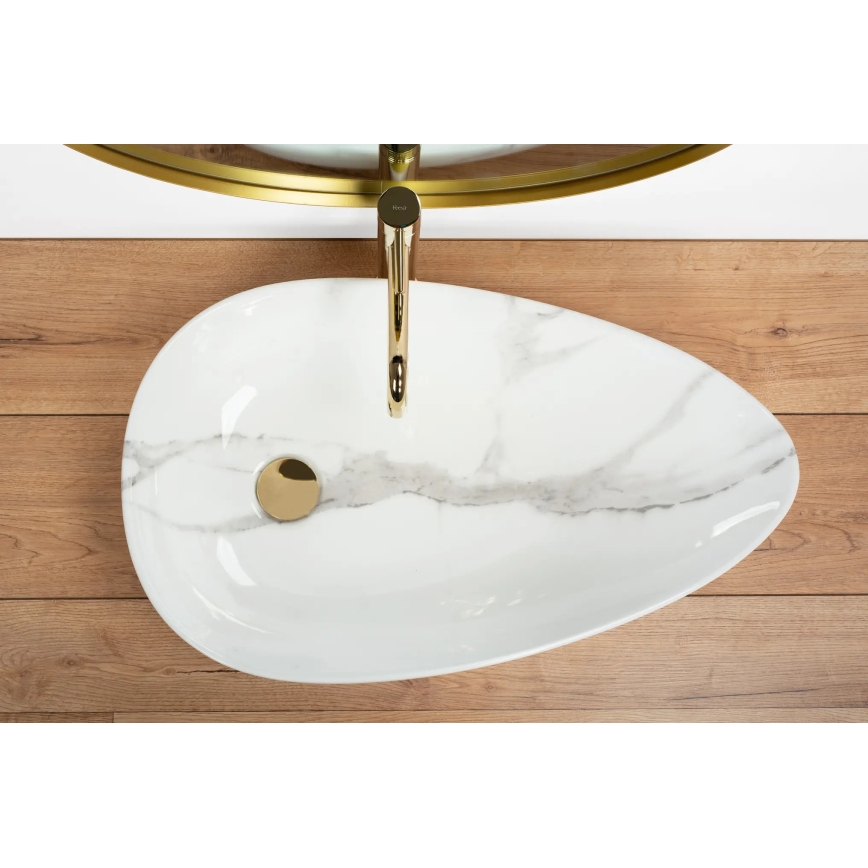 REA-U6501 - Umivaonik za postavljanje na ploču GRETA 40x65,5 cm keramika/imitacija kamena