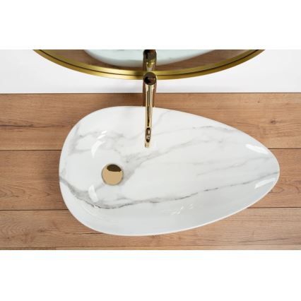 REA-U6501 - Umivaonik za postavljanje na ploču GRETA 40x65,5 cm keramika/imitacija kamena