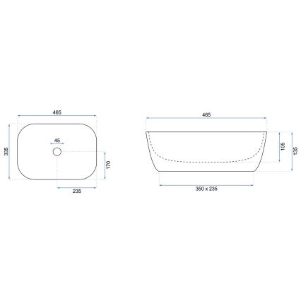REA-U6596 - Umivaonik za radnu ploču BELINDA 33,5x46,5 cm keramika/dekor mramora