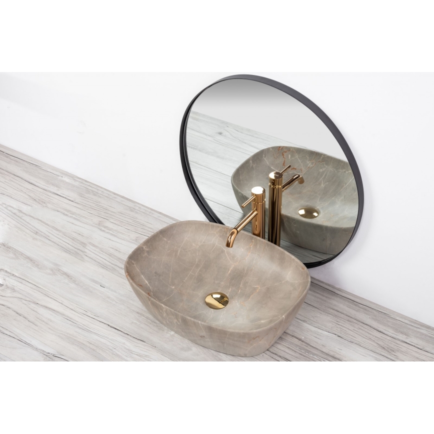 REA-U6647 - Umivaonik na ploču FREJA 39,5x51 cm keramika/siva/dekor mermera