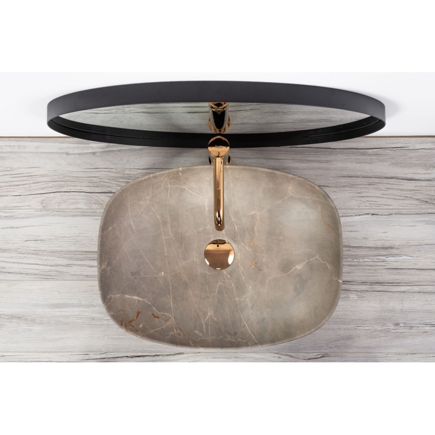 REA-U6647 - Umivaonik na ploču FREJA 39,5x51 cm keramika/siva/dekor mermera