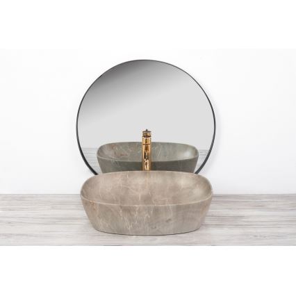 REA-U6647 - Umivaonik na ploču FREJA 39,5x51 cm keramika/siva/dekor mermera