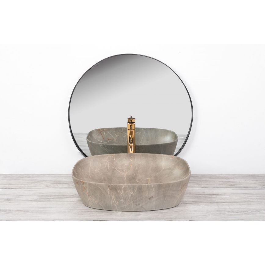 REA-U6647 - Umivaonik na ploču FREJA 39,5x51 cm keramika/siva/dekor mermera