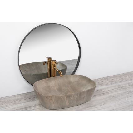 REA-U6647 - Umivaonik na ploču FREJA 39,5x51 cm keramika/siva/dekor mermera