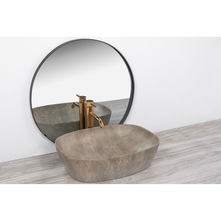 REA-U6647 - Umivaonik na ploču FREJA 39,5x51 cm keramika/siva/dekor mermera