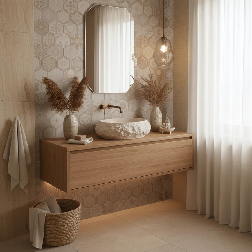 REA-U7347 - Umivaonik za ploču MIKA 38x50 cm bež/imitacija kamena