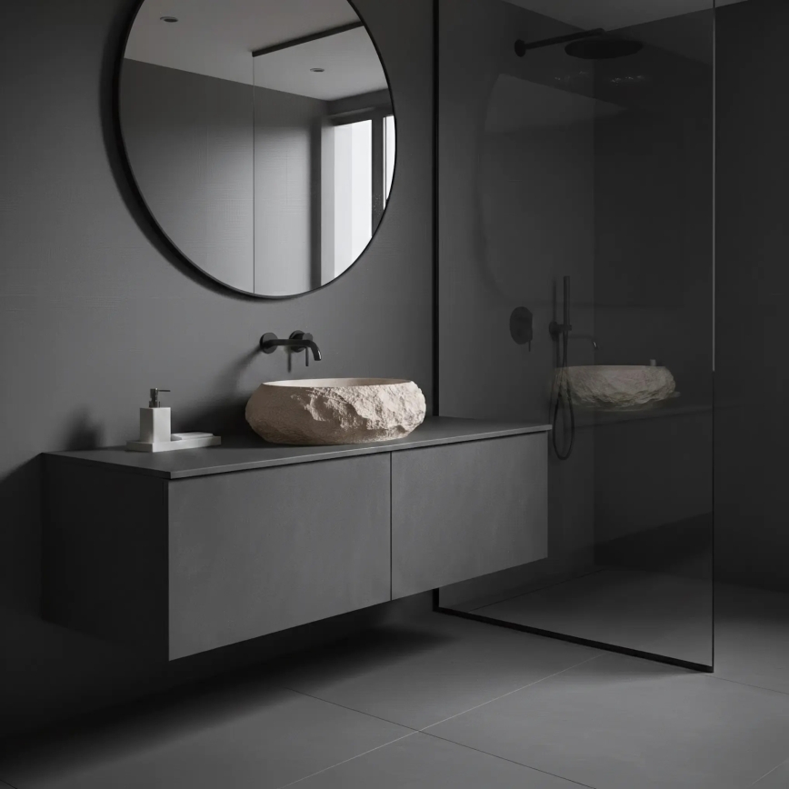 REA-U7347 - Umivaonik za ploču MIKA 38x50 cm bež/imitacija kamena