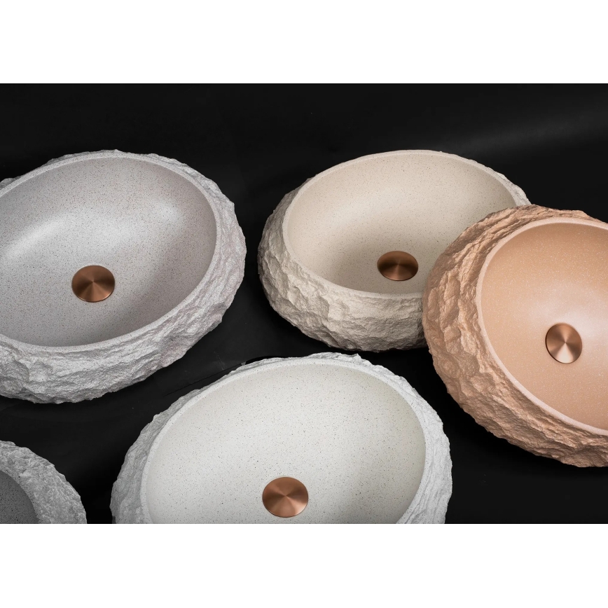 REA-U7347 - Umivaonik za ploču MIKA 38x50 cm bež/imitacija kamena