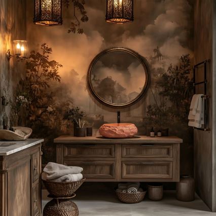 REA-U7349 - Umivaonik na ploču MIKA 38x50 cm narandžasti/imitacija kamena