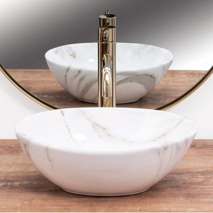 REA-U8014 - Umivaonik na ploču SOFIA MINI 27x34 cm keramika/dekor mramora