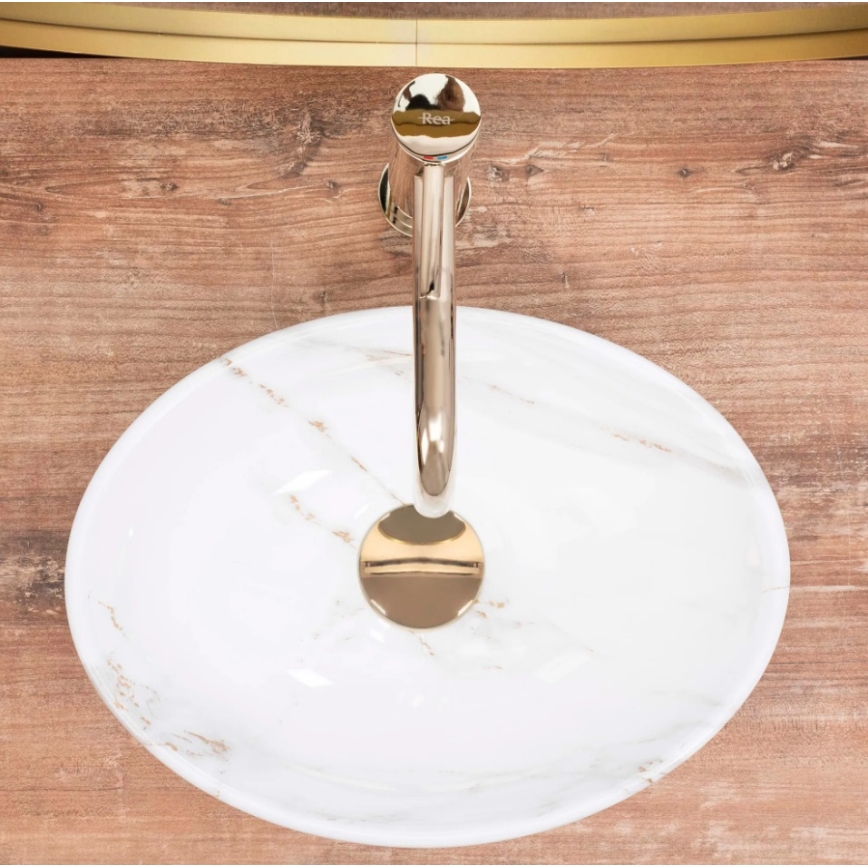 REA-U8014 - Umivaonik na ploču SOFIA MINI 27x34 cm keramika/dekor mramora