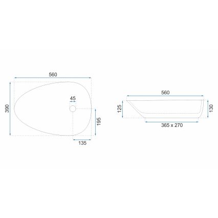 REA-U8536 - Nadgradni umivaonik GRETA 39x56 cm keramika/sjajna bela