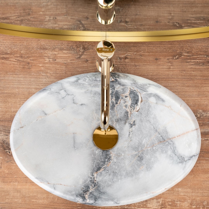 REA-U8567 - Nadgradni umivaonik LINDA 34x48,5 cm keramika/dekor mramora