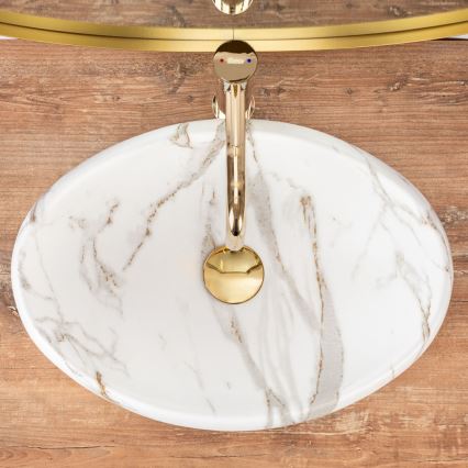 REA-U8568 - Umivaonik na ploču LINDA 34x48,5 cm keramika/dekor mramora