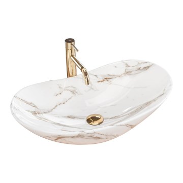 REA-U8597 - Umivaonik na ploču ROYAL 36x62 cm keramika/dekor mramora