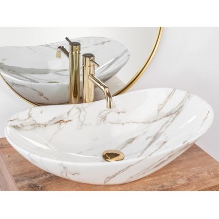REA-U8597 - Umivaonik na ploču ROYAL 36x62 cm keramika/dekor mramora