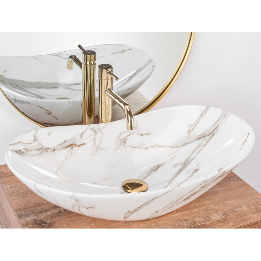 REA-U8597 - Umivaonik na ploču ROYAL 36x62 cm keramika/dekor mramora