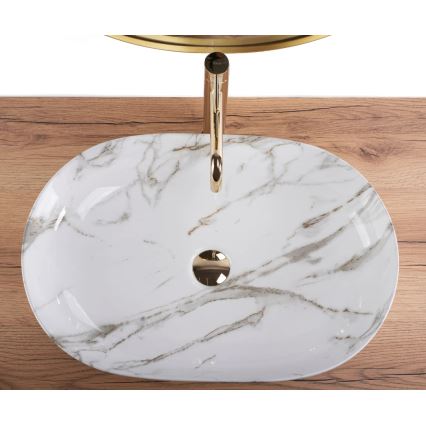 REA-U9656 - Umivaonik na ploču CLEO 41x60,5 cm keramika/dekor mramora