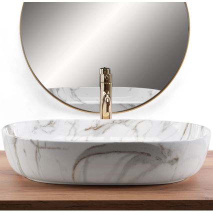 REA-U9656 - Umivaonik na ploču CLEO 41x60,5 cm keramika/dekor mramora