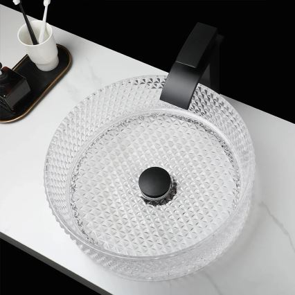 REA-U9670 - Umivaonik na radnu ploču CRISTAL, prečnik 35,5 cm, staklo/prozirno