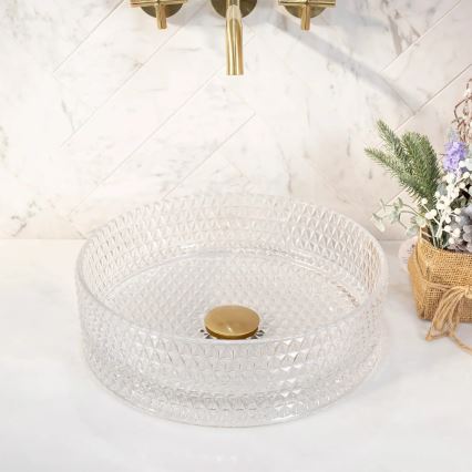 REA-U9670 - Umivaonik na radnu ploču CRISTAL, prečnik 35,5 cm, staklo/prozirno