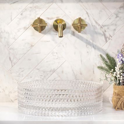 REA-U9670 - Umivaonik na radnu ploču CRISTAL, prečnik 35,5 cm, staklo/prozirno
