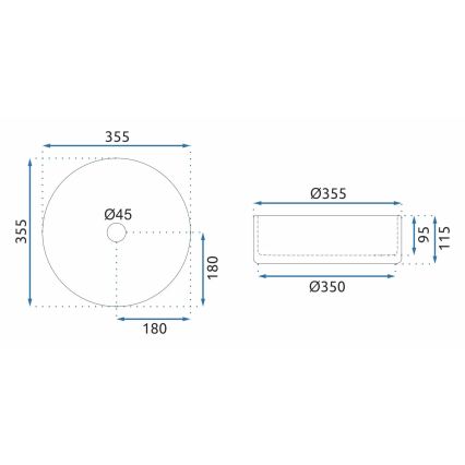 REA-U9670 - Umivaonik na radnu ploču CRISTAL, prečnik 35,5 cm, staklo/prozirno