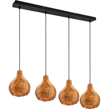 Reality - Viseći luster na sajli SPROUT 3xE14/40W/230V braon/ratan