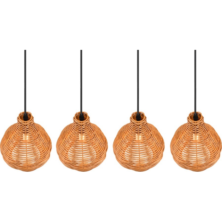 Reality - Viseći luster na sajli SPROUT 3xE14/40W/230V braon/ratan