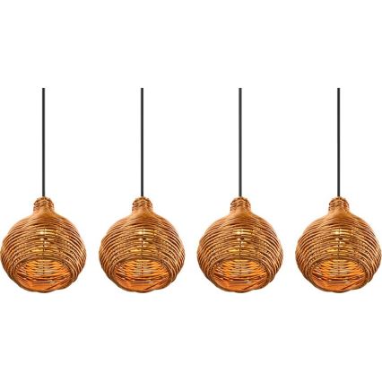 Reality - Viseći luster na sajli SPROUT 3xE14/40W/230V braon/ratan