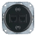Reblig - Porcelanska retro Ethernet utičnica bez okvira, 2x CAT.5E, crna