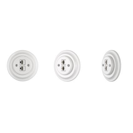 Reblig - Porcelanska retro Ethernet utičnica bez okvira 2x CAT.5E bela