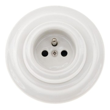 Reblig - Porcelanska retro kućna utičnica sa okvirom 250V/16A bela