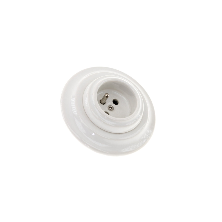 Reblig - Porcelanska retro kućna utičnica sa okvirom 250V/16A bela