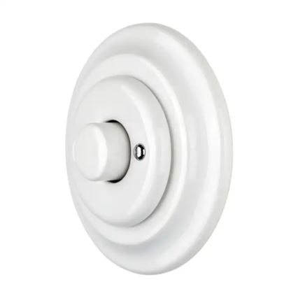 Reblig - porcelanska retro rotaciona prigušiva sa okvirom 250V/10A bela