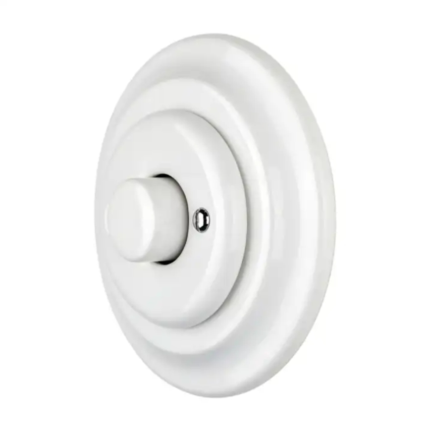 Reblig - porcelanska retro rotaciona prigušiva sa okvirom 250V/10A bela