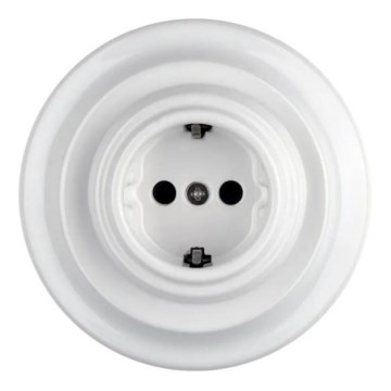 Reblig - Porcelanska retro zidna utičnica sa okvirom SCHUKO 250V/16A, bela