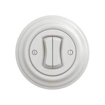 Reblig - Retro keramički beli dvostruki prekidač za stepenište sa okvirom br. 6+6