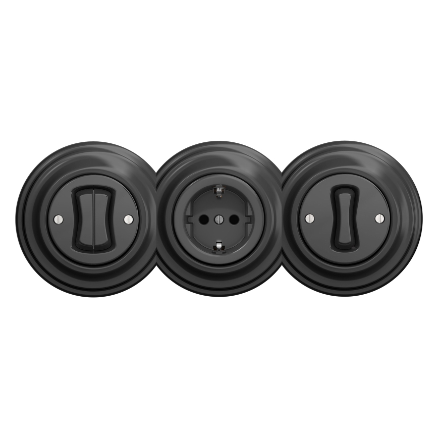 Reblig - Retro kućna utičnica bez okvira SCHUKO 230V/16A antracit