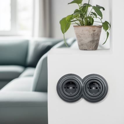 Reblig - Retro kućna utičnica bez okvira SCHUKO 230V/16A antracit