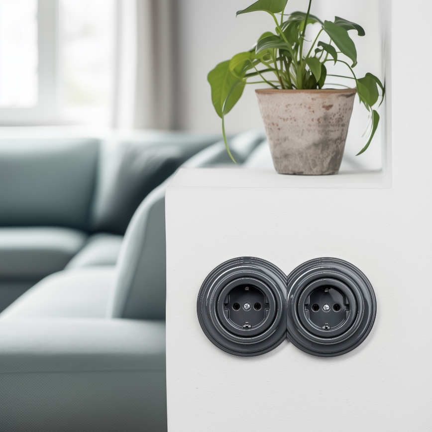 Reblig - Retro kućna utičnica bez okvira SCHUKO 230V/16A antracit