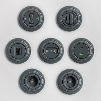 Reblig - Retro kućna utičnica sa okvirom SCHUKO 230V/16A, antracit