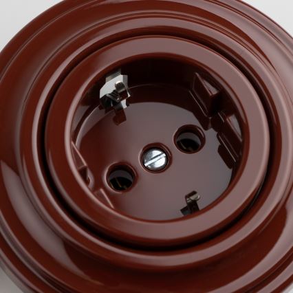 Reblig - Retro kućna utičnica sa okvirom SCHUKO 230V/16A braon