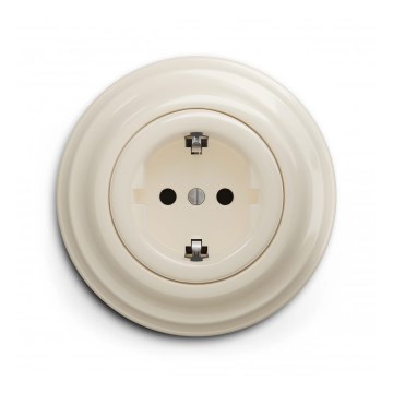 Reblig - Retro kućna utičnica sa ramom SCHUKO 230V/16A bež