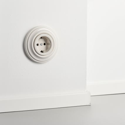 Reblig - Retro kućna utičnica sa ramom SCHUKO 230V/16A bež