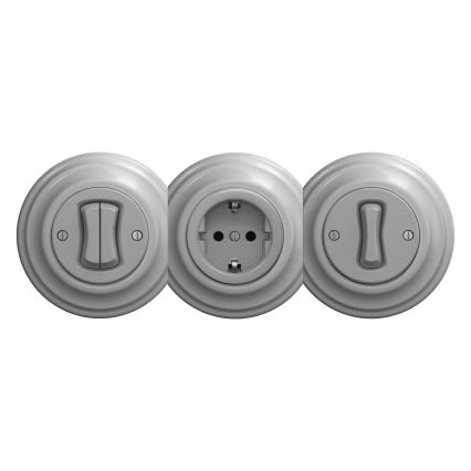 Reblig - Retro kućna utičnica SCHUKO 230V/16A bez okvira, siva